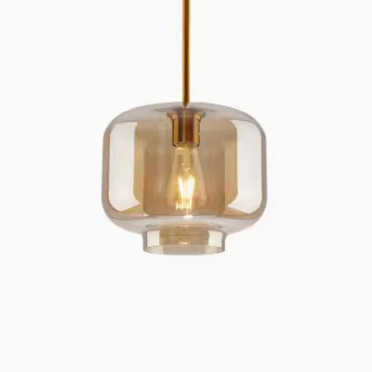 Modern Brass Amber Clear Glass Globe Pendant Lights Image - 20