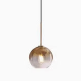 Modern Brass Amber Clear Glass Globe Pendant Lights Image - 23