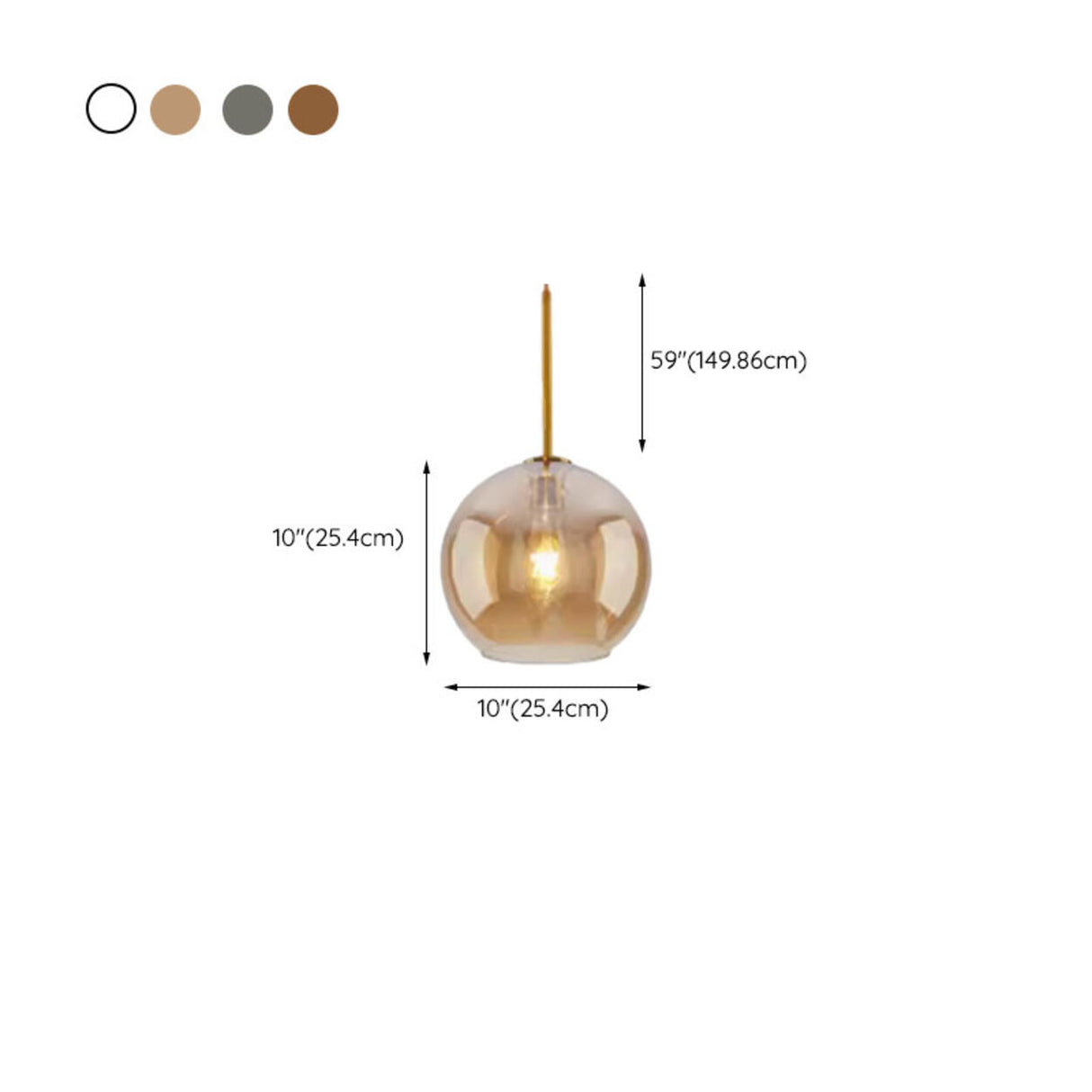 Modern Brass Amber Clear Glass Globe Pendant Lights 