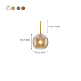 Modern Brass Amber Clear Glass Globe Pendant Lights #size