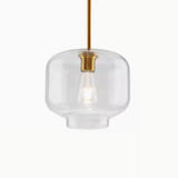 Modern Brass Amber Clear Glass Globe Pendant Lights Image - 9