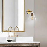 Modern Brass and Clear Glass Bathroom Vanity Light Image - 1