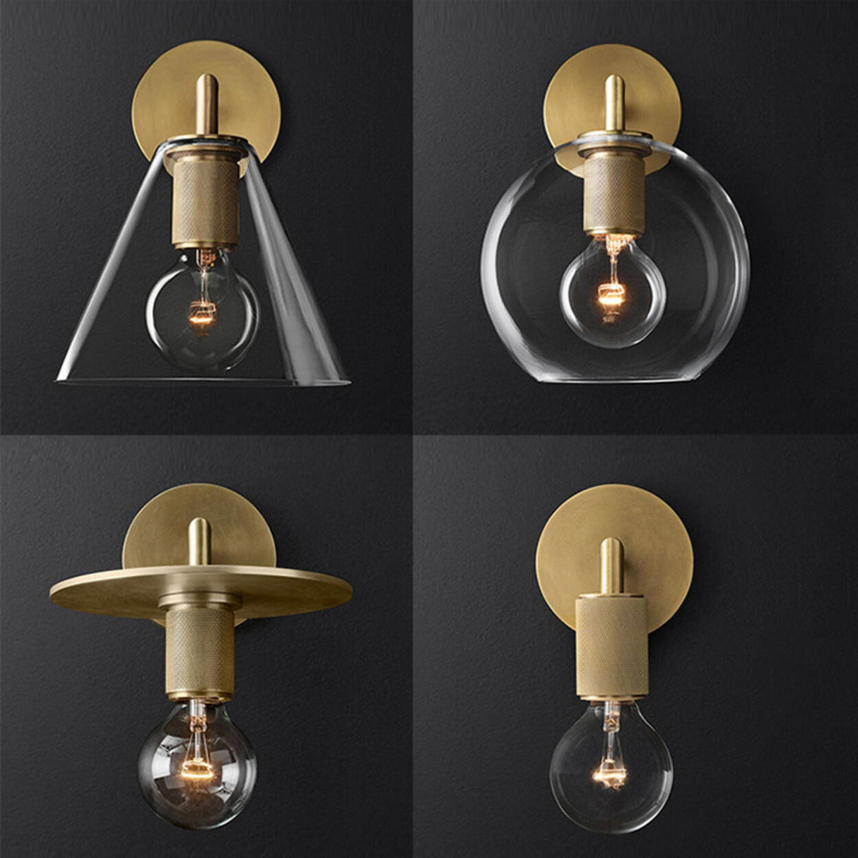 Modern Brass and Clear Glass Bathroom Vanity Light Image - 13