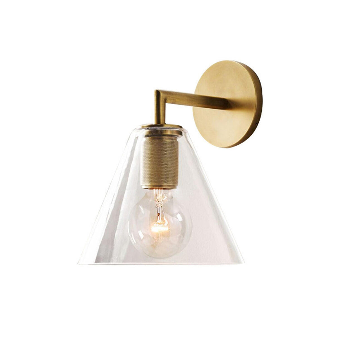 Modern Brass and Clear Glass Bathroom Vanity Light Image - 5