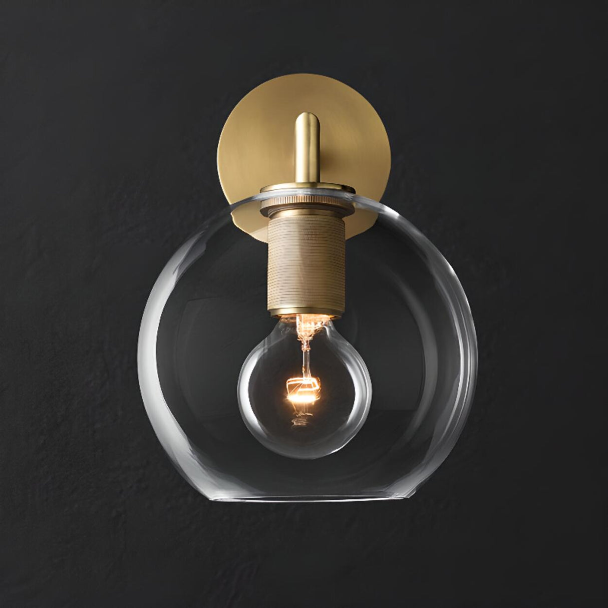 Modern Brass and Clear Glass Bathroom Vanity Light Image - 8