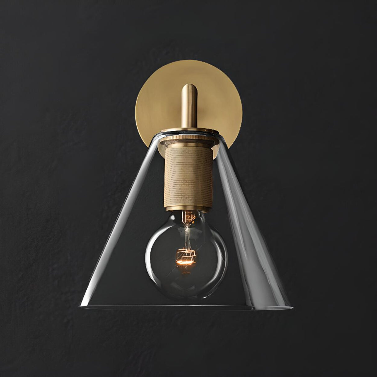 Modern Brass and Clear Glass Bathroom Vanity Light Image - 9