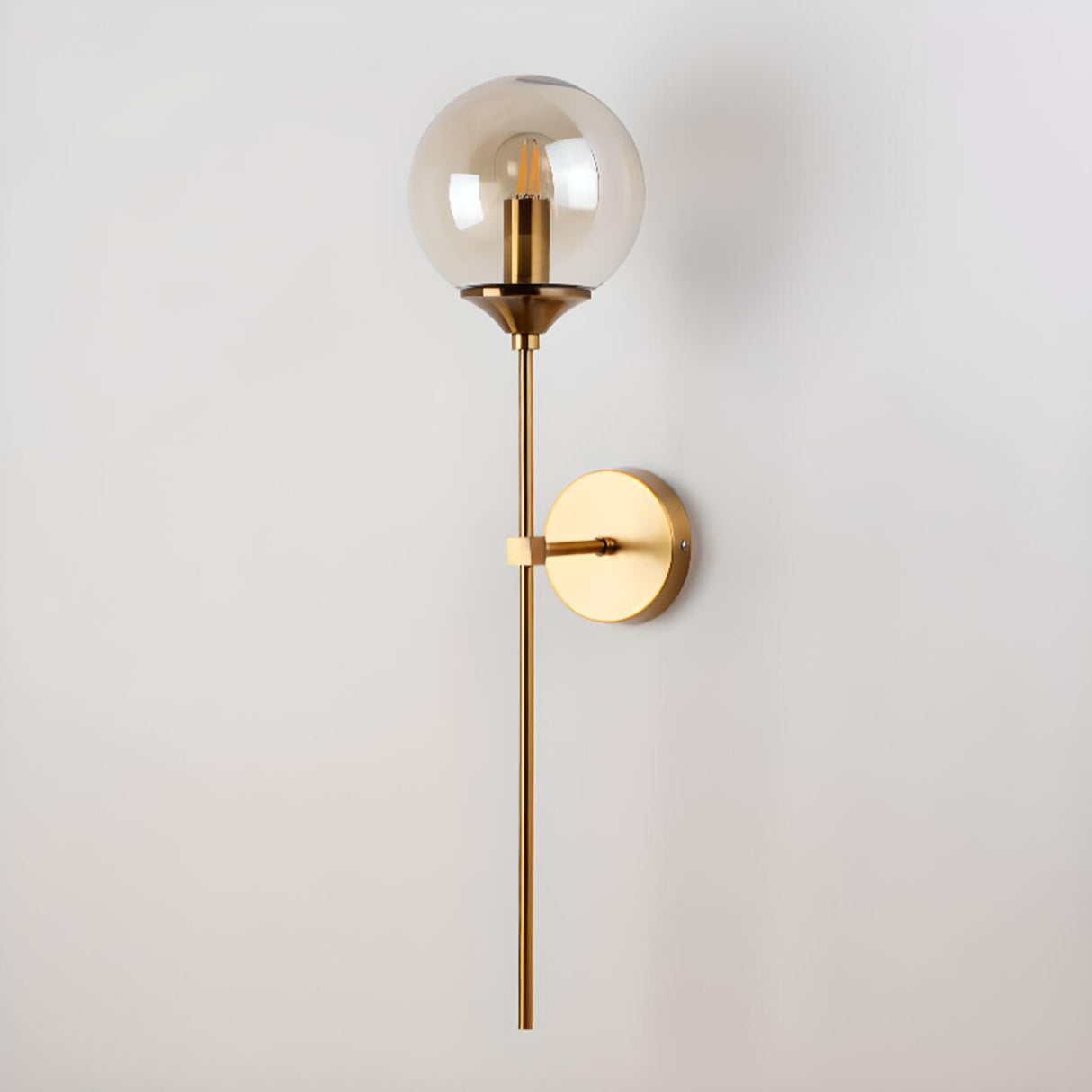 Modern Brass and Glass Globe Wall Sconce Image - 11