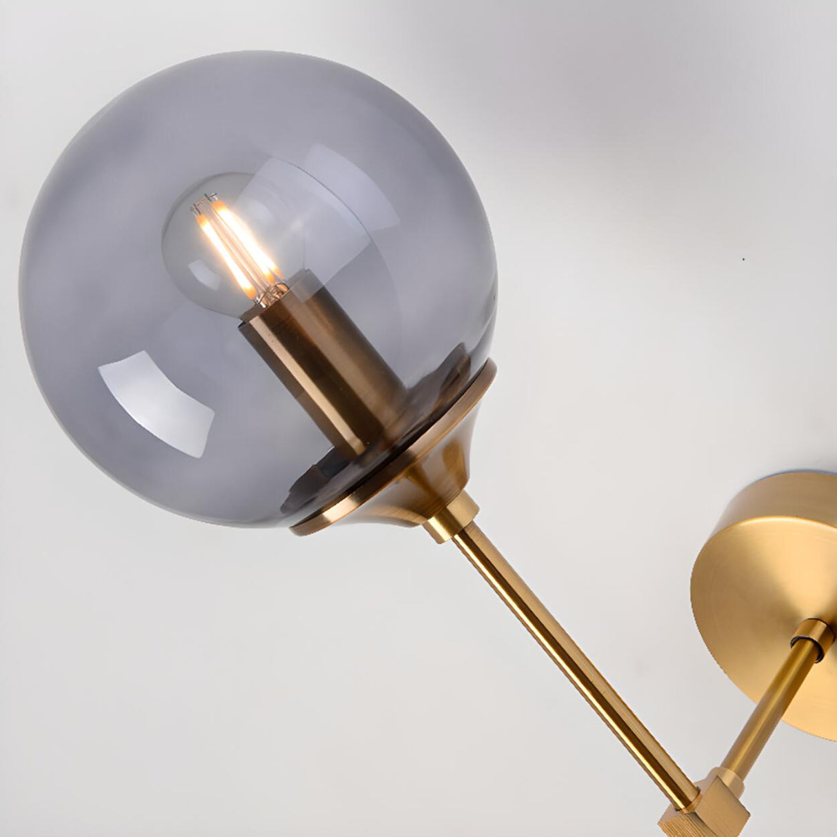 Modern Brass and Glass Globe Wall Sconce Image - 12