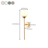 Modern Brass and Glass Globe Wall Sconce #size