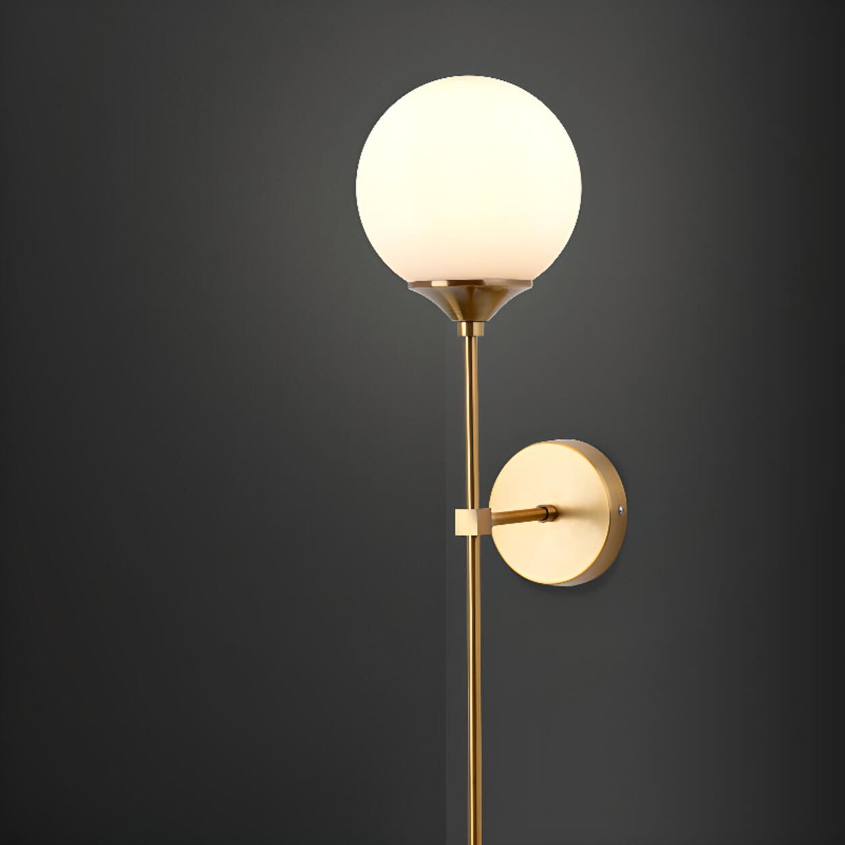 Modern Brass and Glass Globe Wall Sconce Image - 9