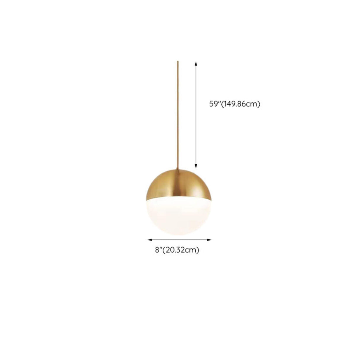 Modern Brass and Textured Glass Globe Pendant Light 