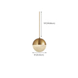 Modern Brass and Textured Glass Globe Pendant Light Image - 15