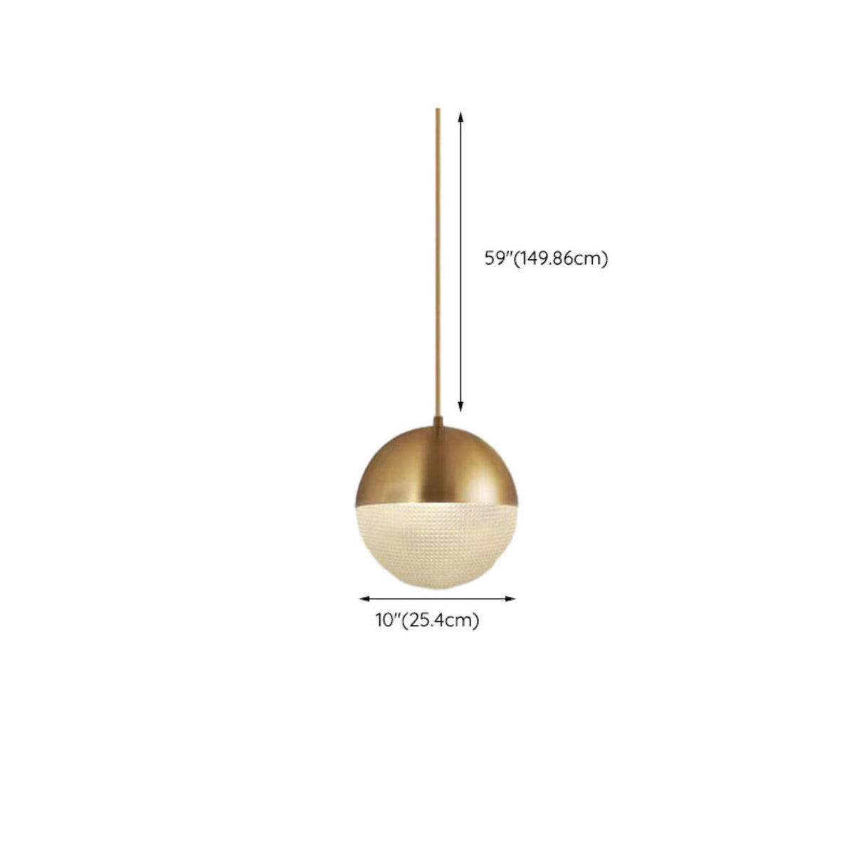 Modern Brass and Textured Glass Globe Pendant Light Image - 18