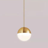 Modern Brass and Textured Glass Globe Pendant Light Image - 2