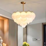 Modern Brass Bedroom White Disc Acrylic Chandelier Image - 8