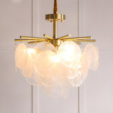 Modern Brass Bedroom White Disc Acrylic Chandelier Image - 9