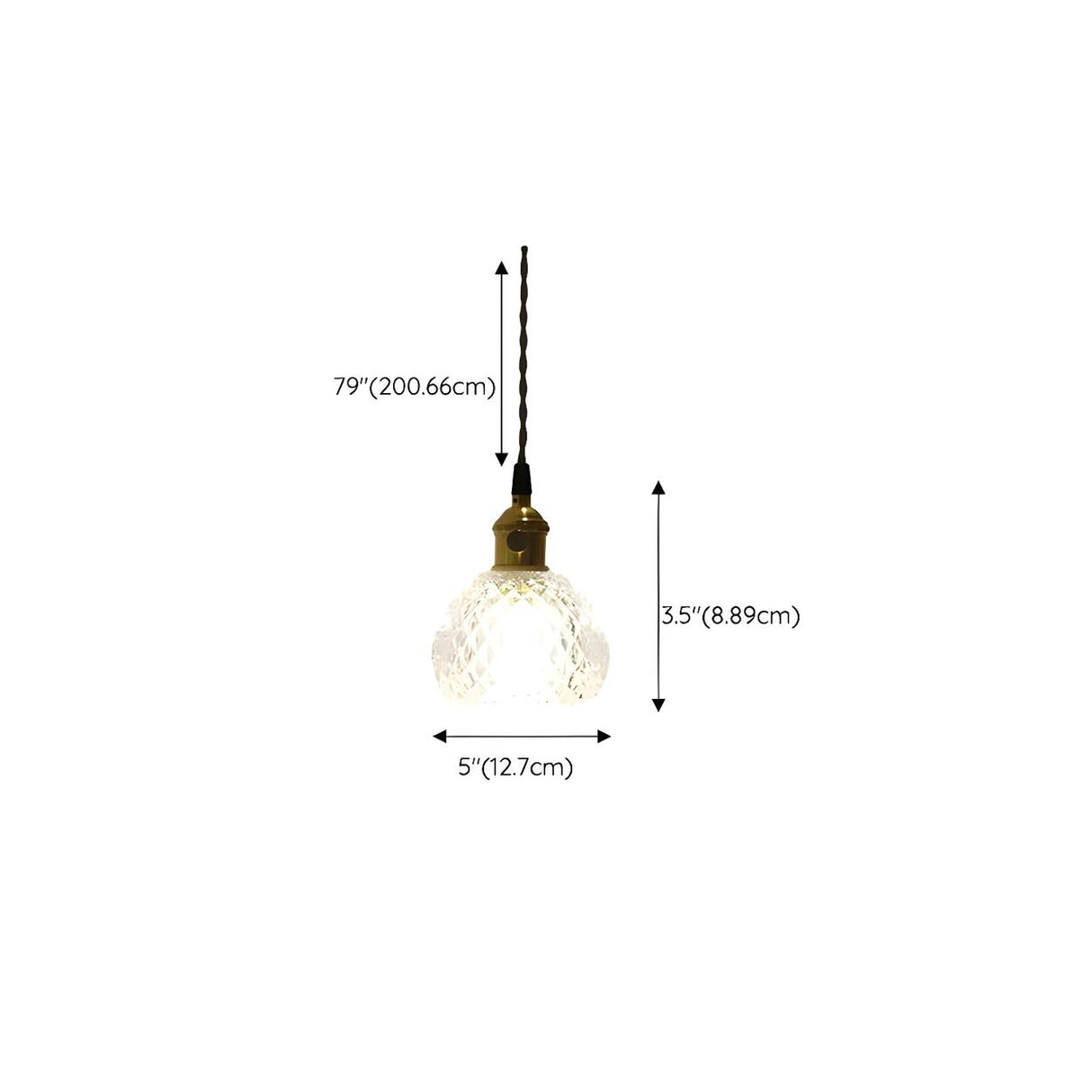 Modern Brass Clear Glass Dome Bedroom Pendant Light 