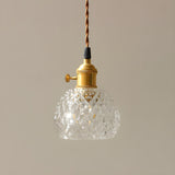 Modern Brass Clear Glass Dome Bedroom Pendant Light Image - 3