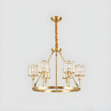 Modern Brass Cylinder Dining Room Crystal Chandelier Image - 3