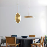 Modern Brass Disc Gold Circular UFO LED Pendant Light Image - 1