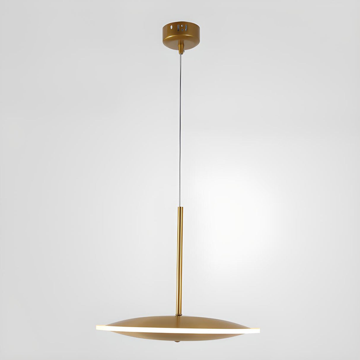 Modern Brass Disc Gold Circular UFO LED Pendant Light Image - 10