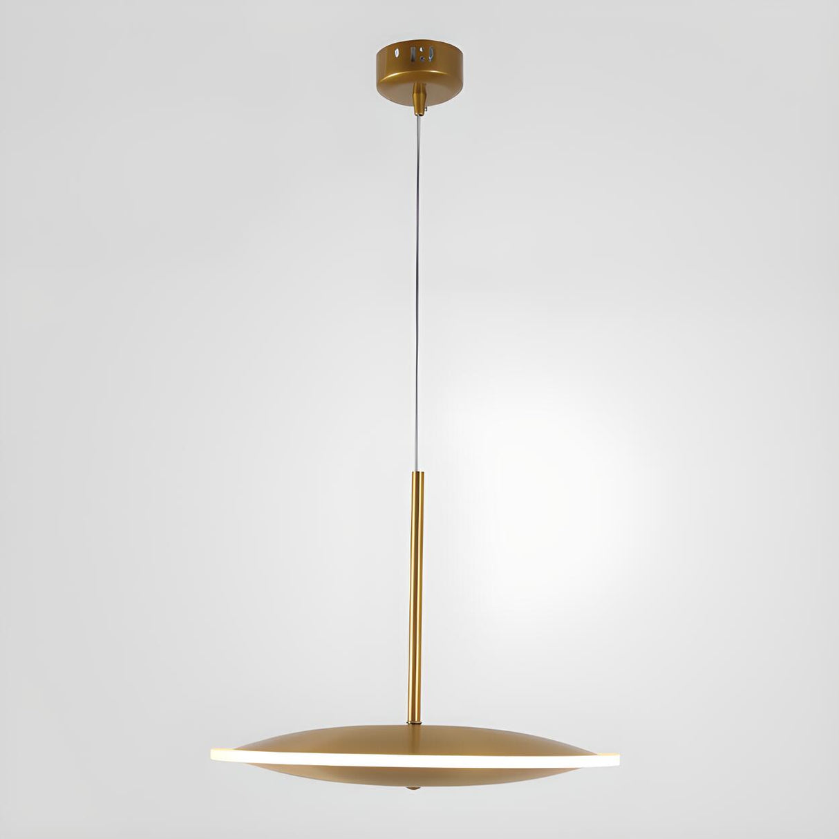 Modern Brass Disc Gold Circular UFO LED Pendant Light Image - 11