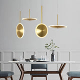 Modern Brass Disc Gold Circular UFO LED Pendant Light Image - 2