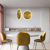 Modern Brass Disc Gold Circular UFO LED Pendant Light Image - 3