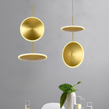 Modern Brass Disc Gold Circular UFO LED Pendant Light Image - 4