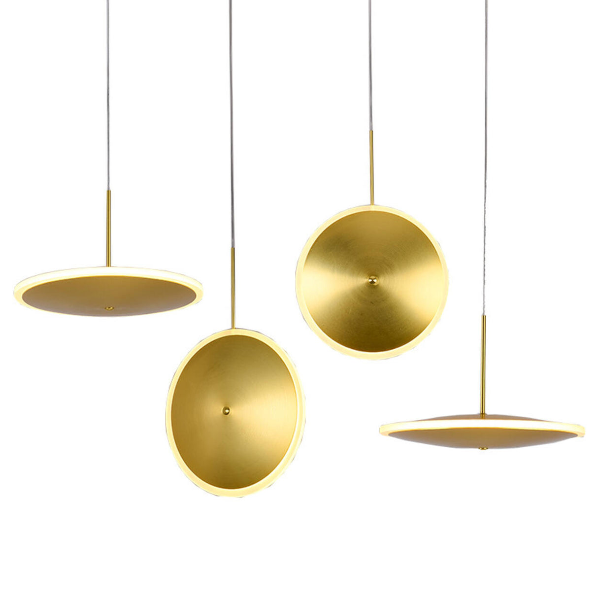 Modern Brass Disc Gold Circular UFO LED Pendant Light Image - 5