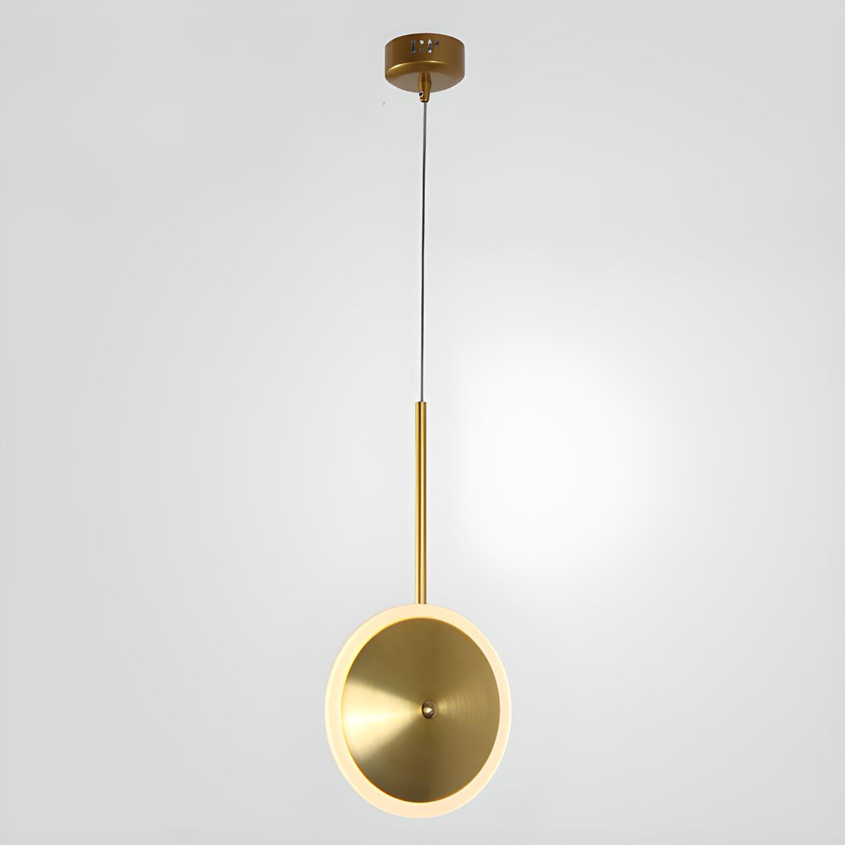 Modern Brass Disc Gold Circular UFO LED Pendant Light Image - 6