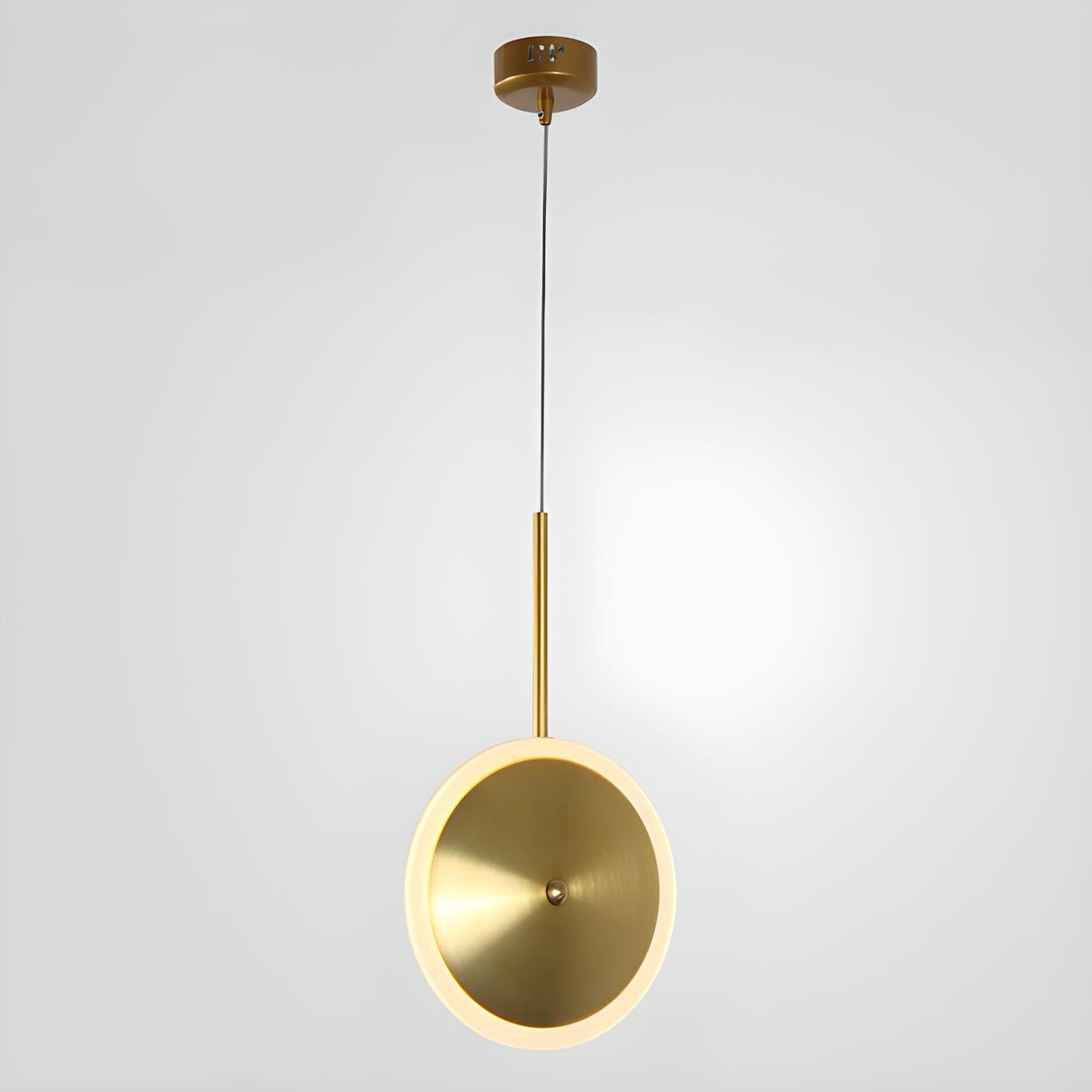 Modern Brass Disc Gold Circular UFO LED Pendant Light Image - 7