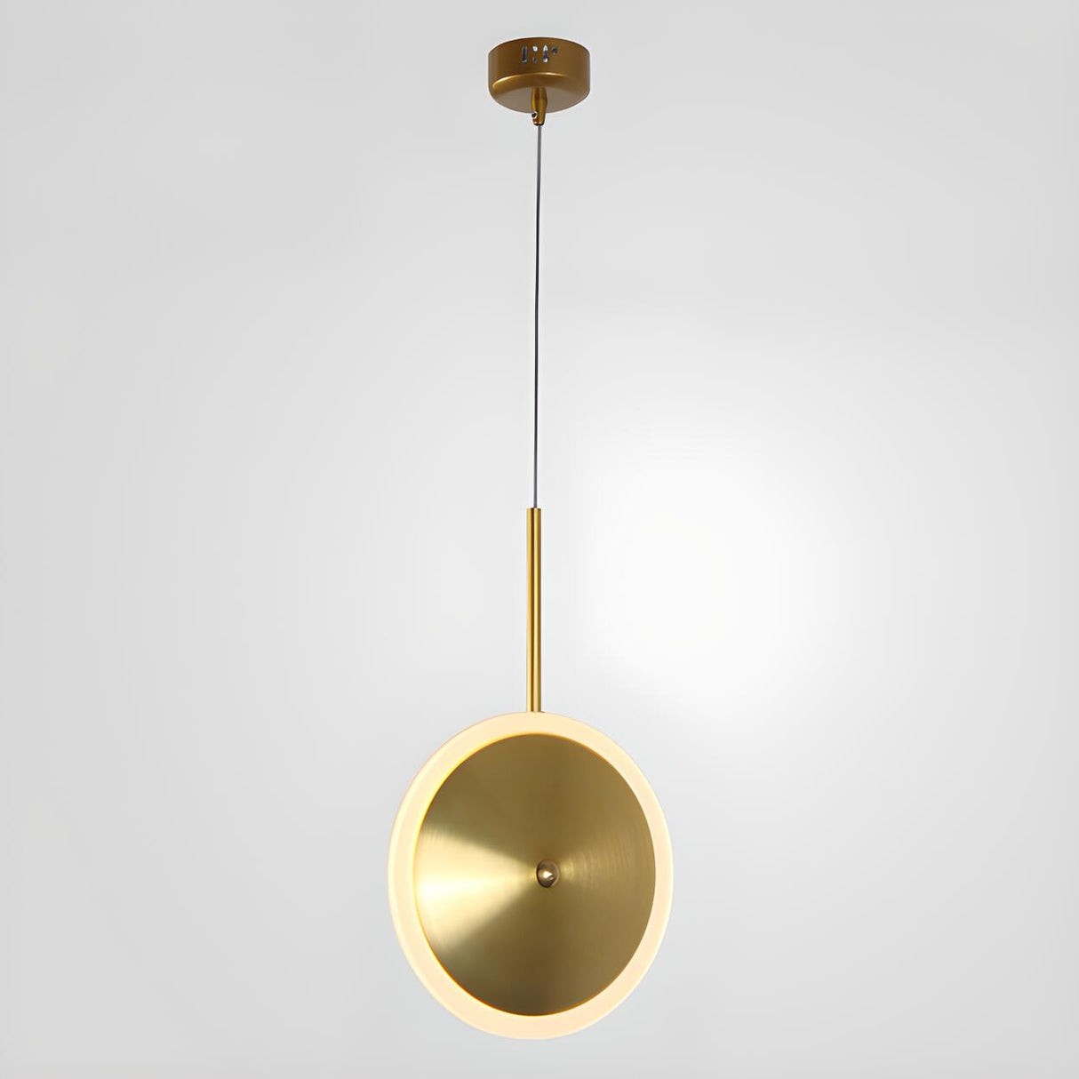 Modern Brass Disc Gold Circular UFO LED Pendant Light Image - 8