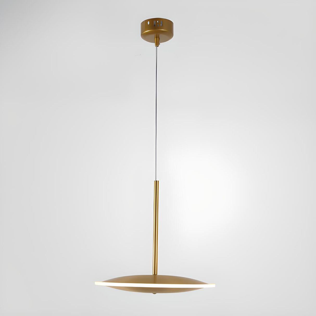 Modern Brass Disc Gold Circular UFO LED Pendant Light Image - 9