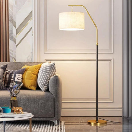 Modern Brass Drum Flexible Height Floor Lamp Foot Switch Image - 1