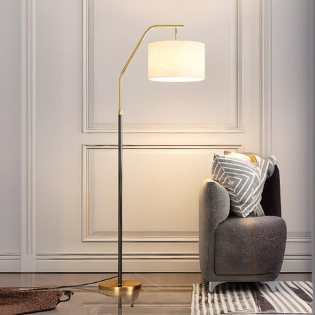 Modern Brass Drum Flexible Height Floor Lamp Foot Switch Image - 2