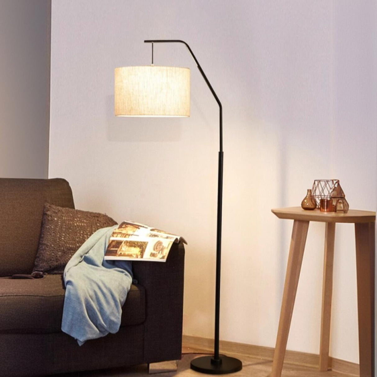 Modern Brass Drum Flexible Height Floor Lamp Foot Switch Image - 8