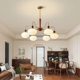 Modern Brass Finish Opal Glass Modern Chandelier Image - 2