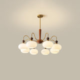 Modern Brass Finish Opal Glass Modern Chandelier Image - 9