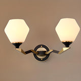 Modern Brass Geometric Opal Glass Wall Light Image - 5