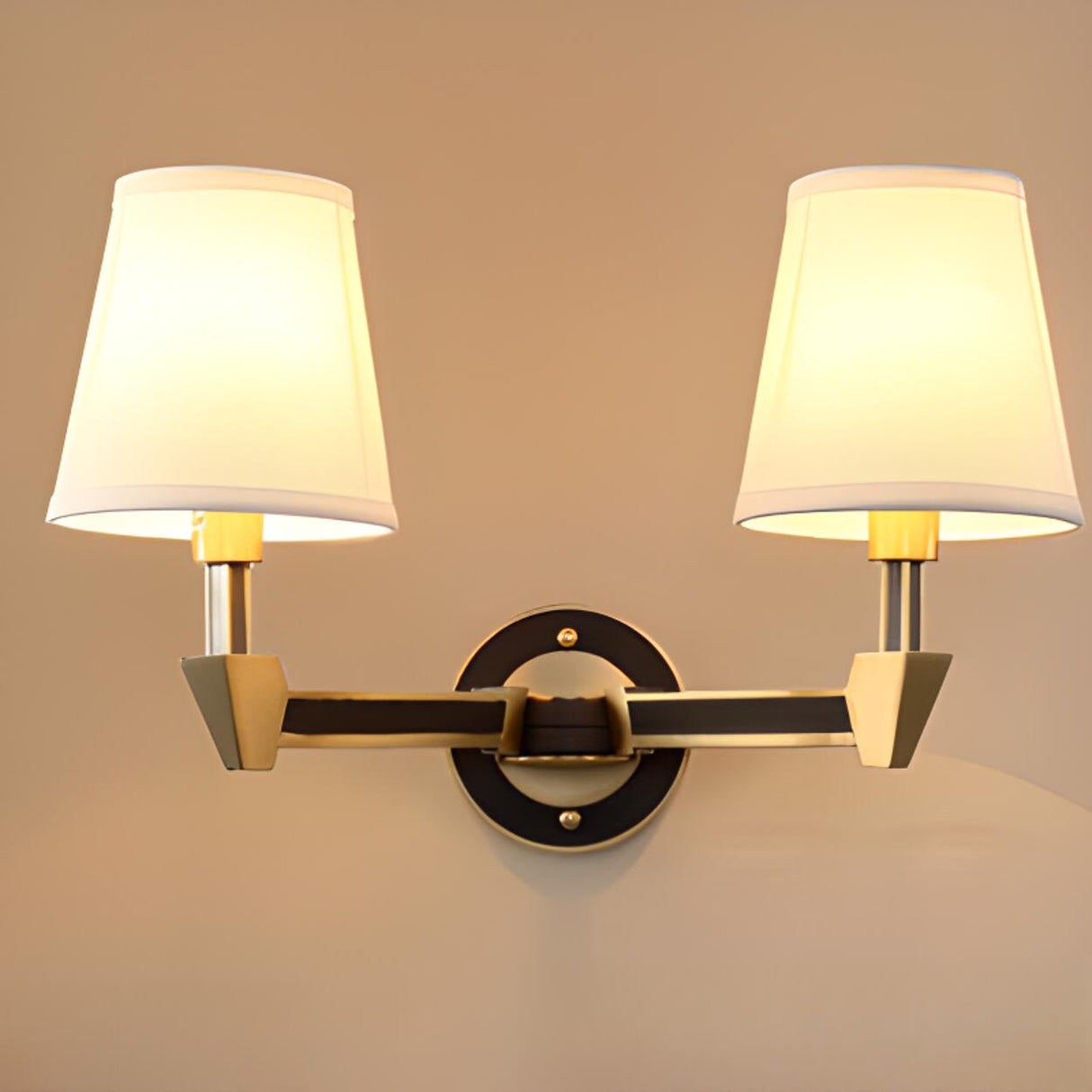 Modern Brass Geometric Opal Glass Wall Light Image - 7