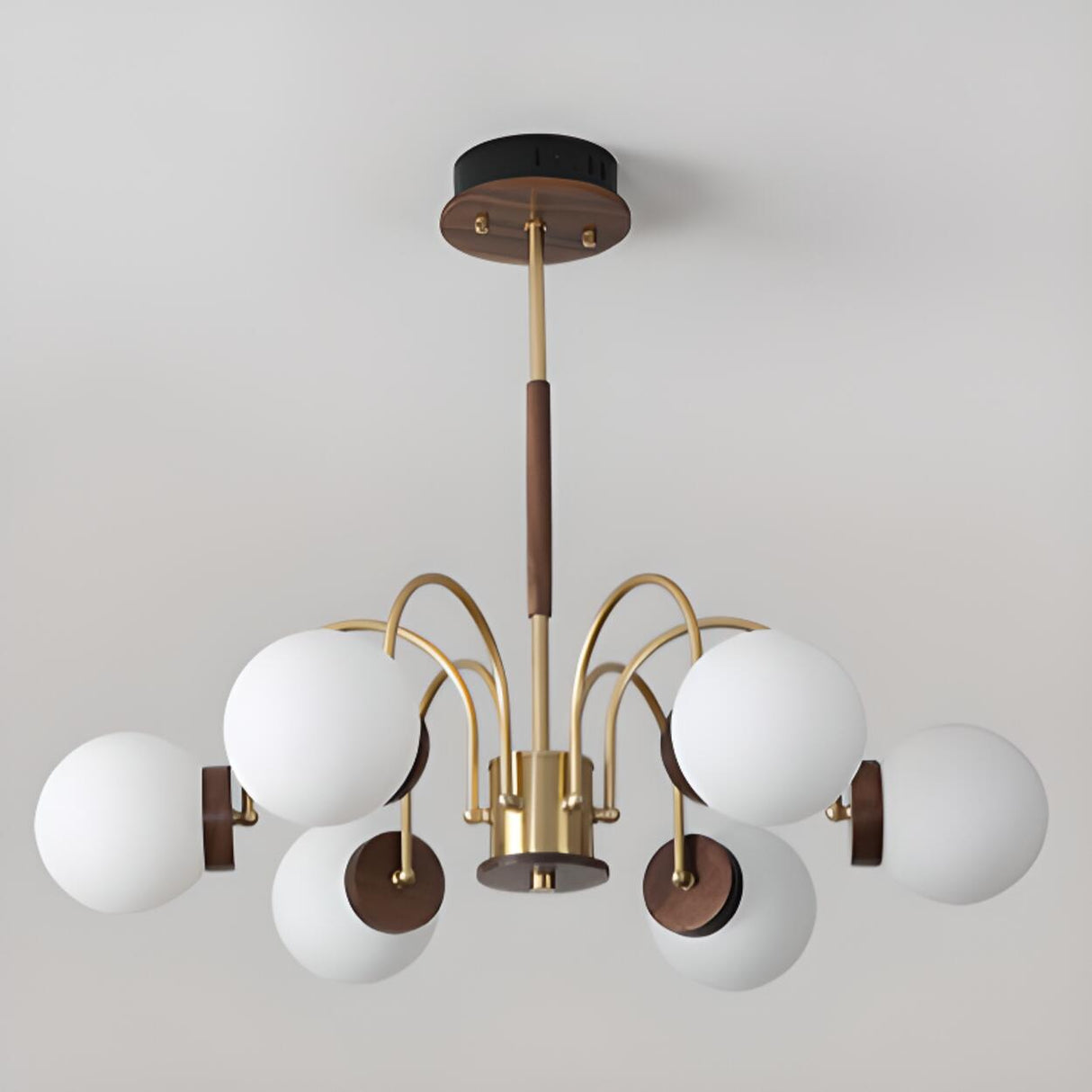 Modern Brass Globe 6-Light Chandelier Adjustable Height Image - 10