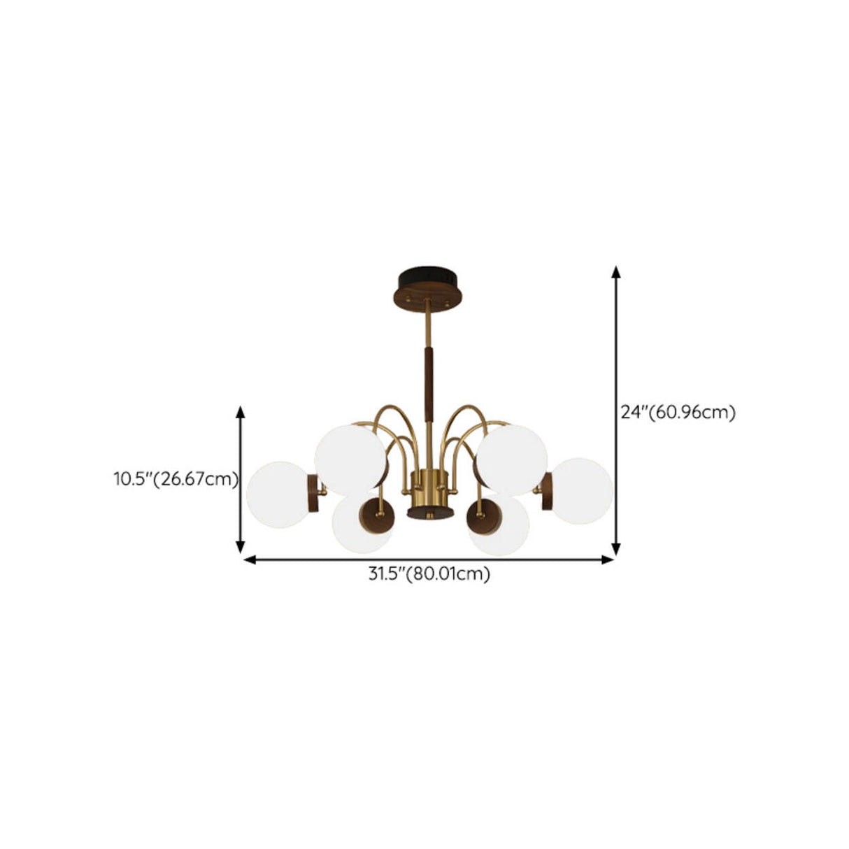 Modern Brass Globe 6-Light Chandelier Adjustable Height Image - 16