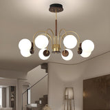 Modern Brass Globe 6-Light Chandelier Adjustable Height Image - 2