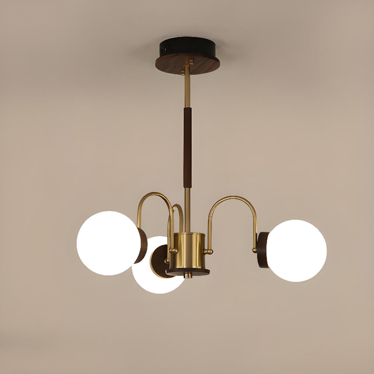 Modern Brass Globe 6-Light Chandelier Adjustable Height Image - 6