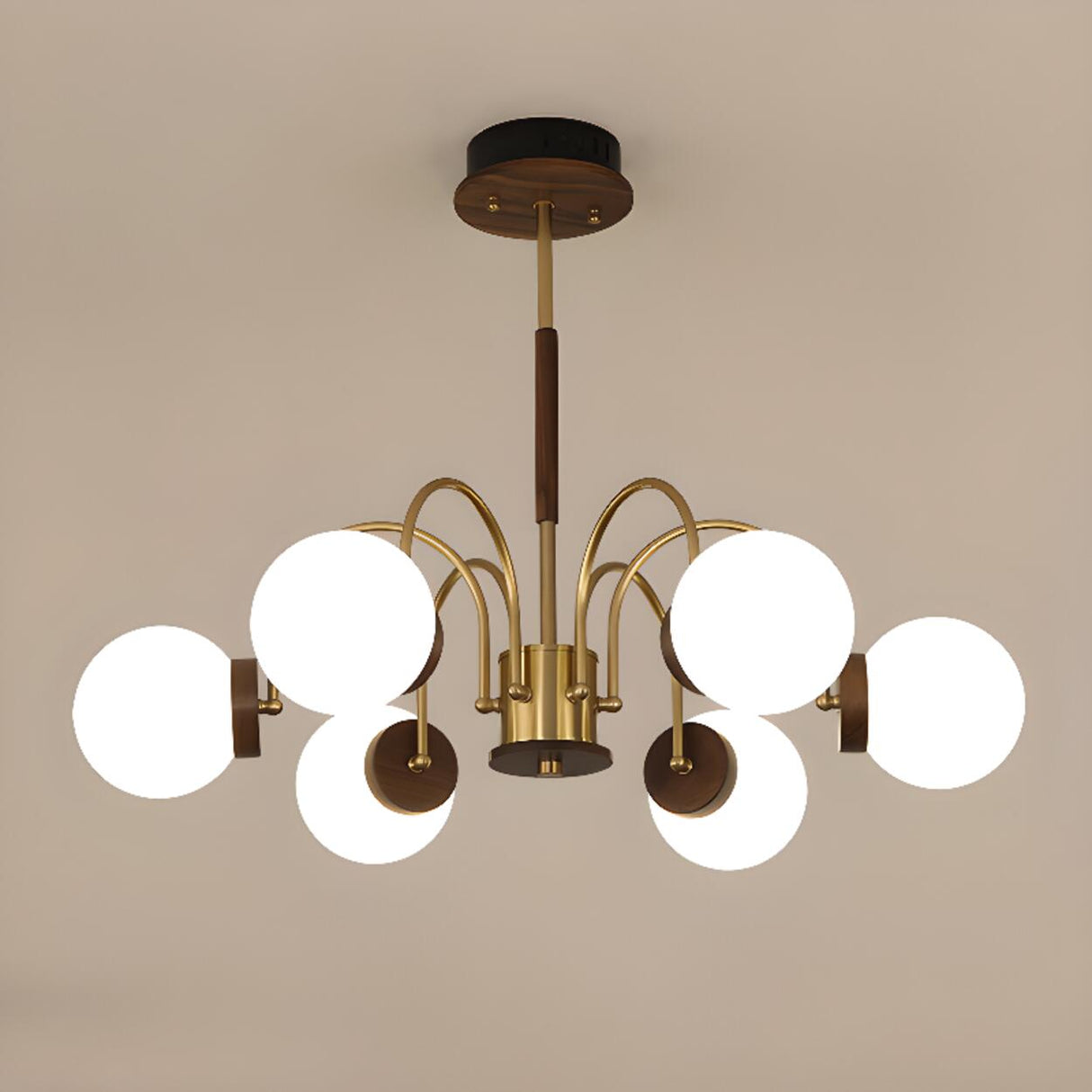 Modern Brass Globe 6-Light Chandelier Adjustable Height Image - 7