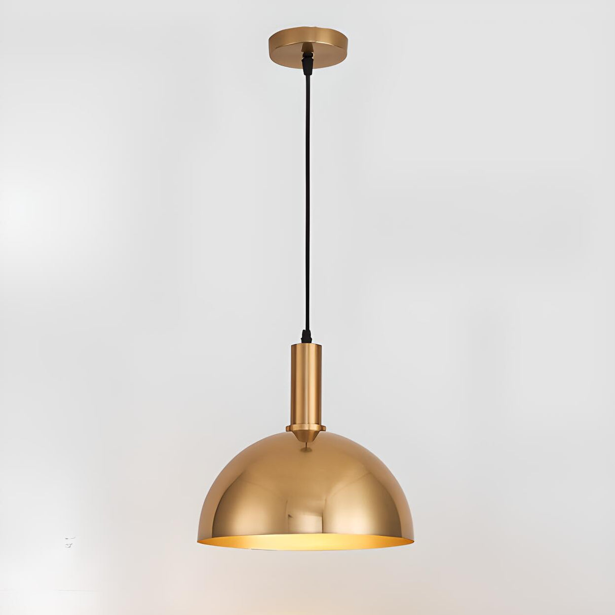 Modern Brass Gold Finish Dome Metal Pendant Lights Set Image - 14