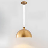 Modern Brass Gold Finish Dome Metal Pendant Lights Set Image - 16