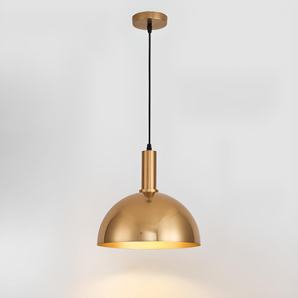 Modern Brass Gold Finish Dome Metal Pendant Lights Set Image - 20