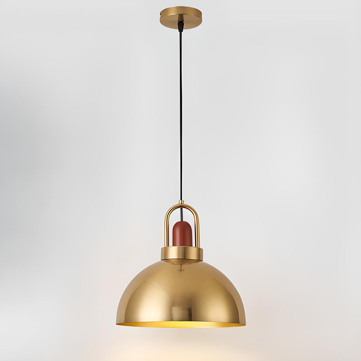 Modern Brass Gold Finish Dome Metal Pendant Lights Set Image - 28